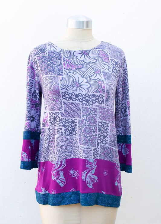 Bianca top in lilac Mama Benz print size 34