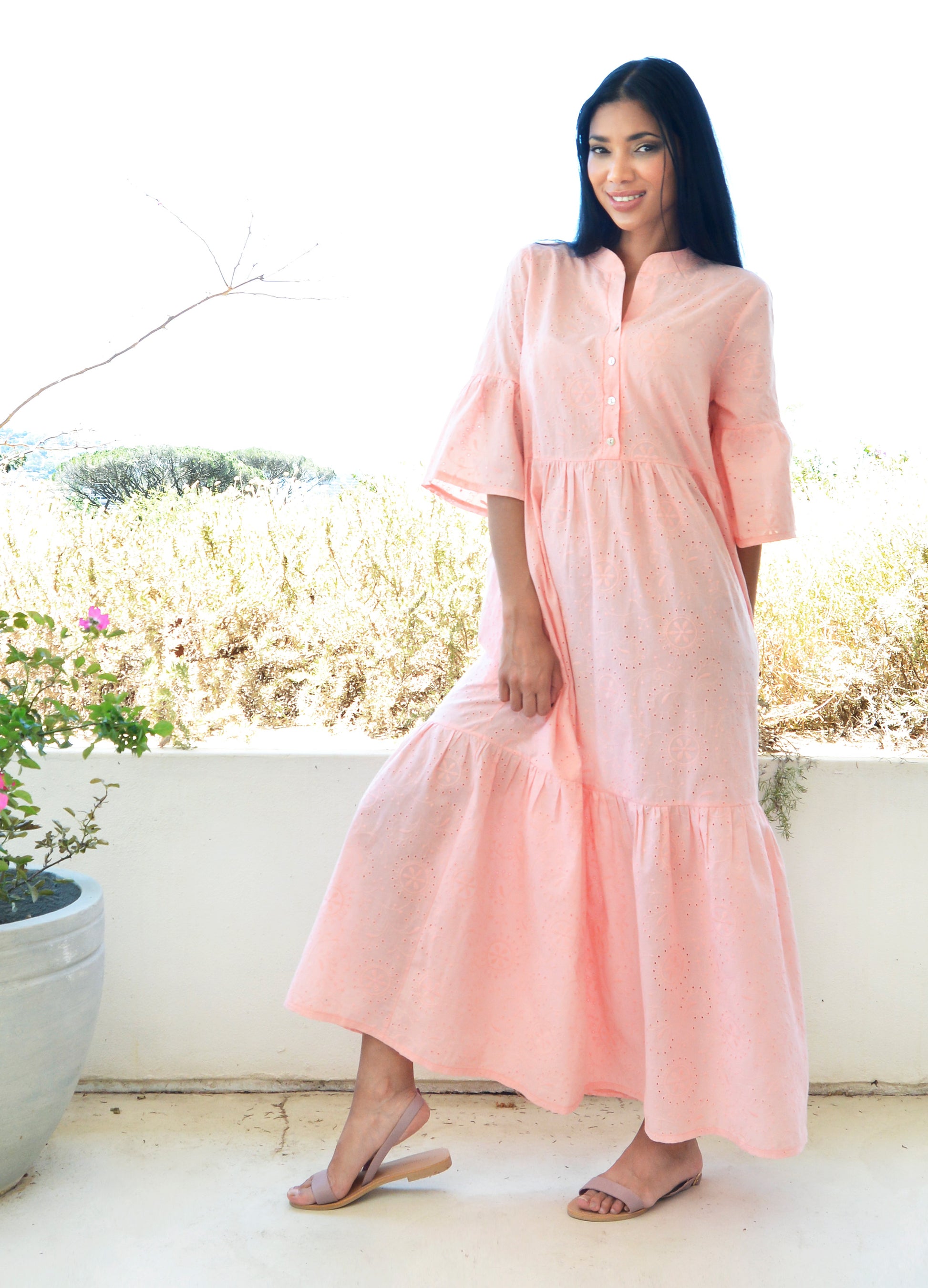 Peach pink hot sale maxi dress