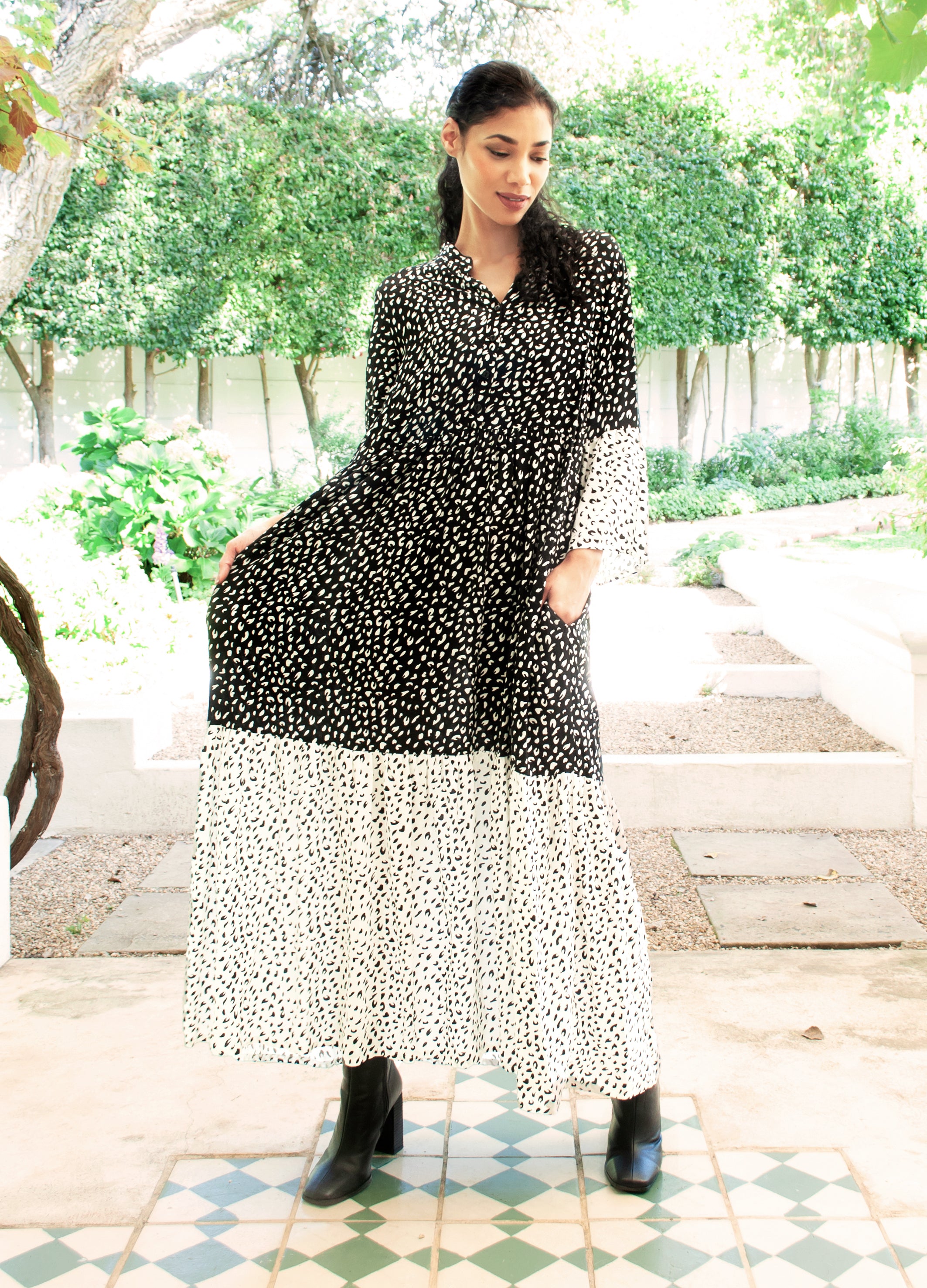 Black spot maxi dress hotsell