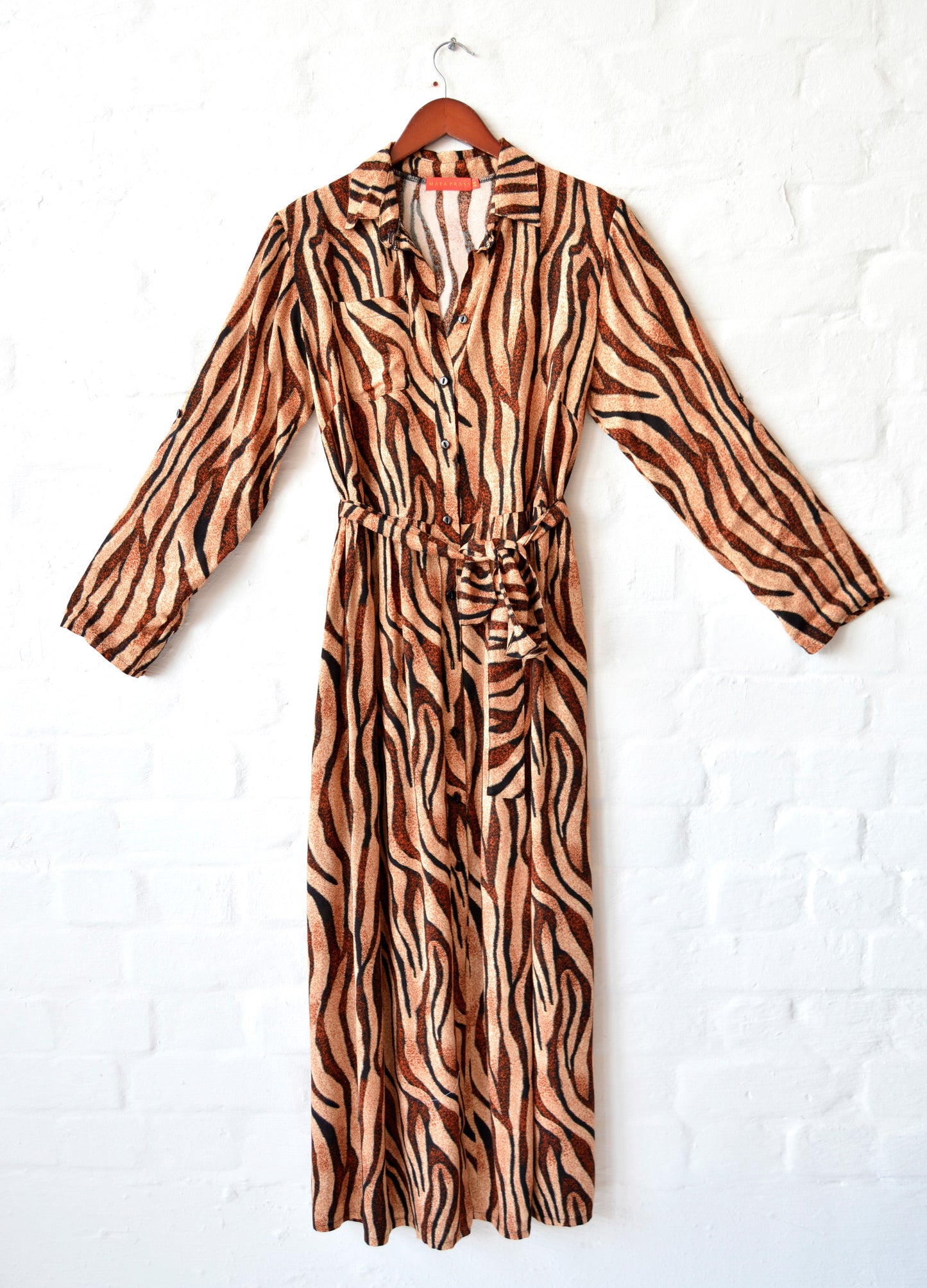 Ivy Shirt Dress in caramel Tiger Wave print size 32- 38