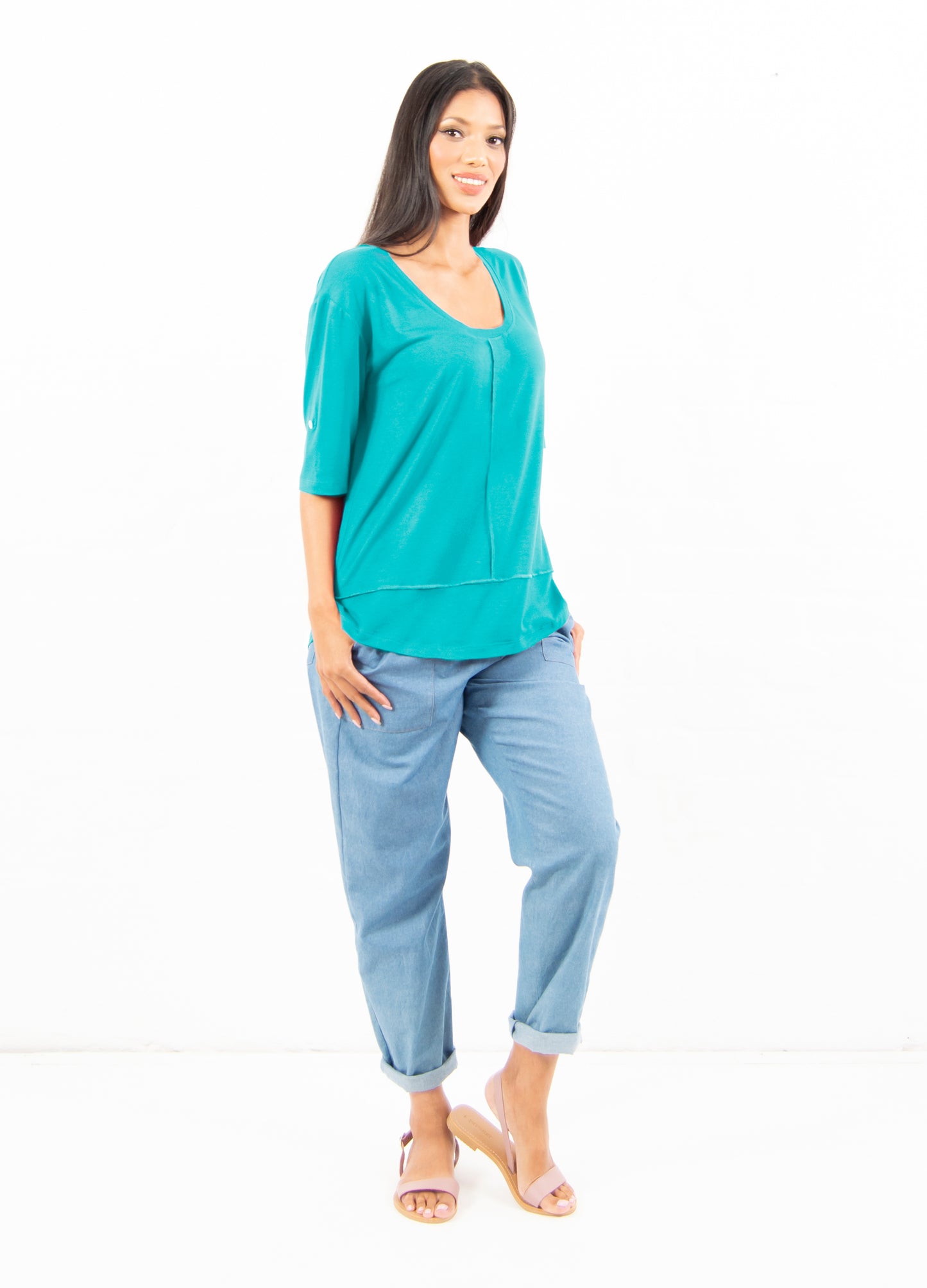 Lourdes easy-fit T-shirt in Aqua