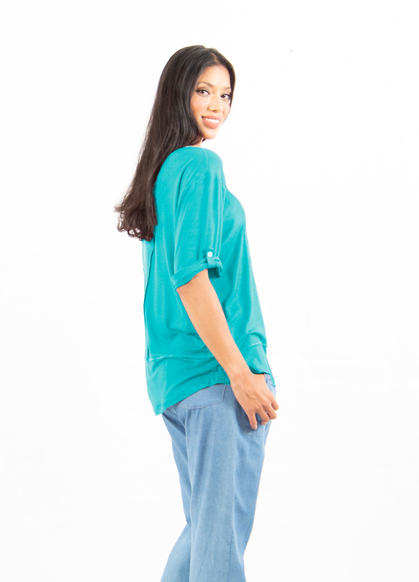 Lourdes easy-fit T-shirt in Aqua