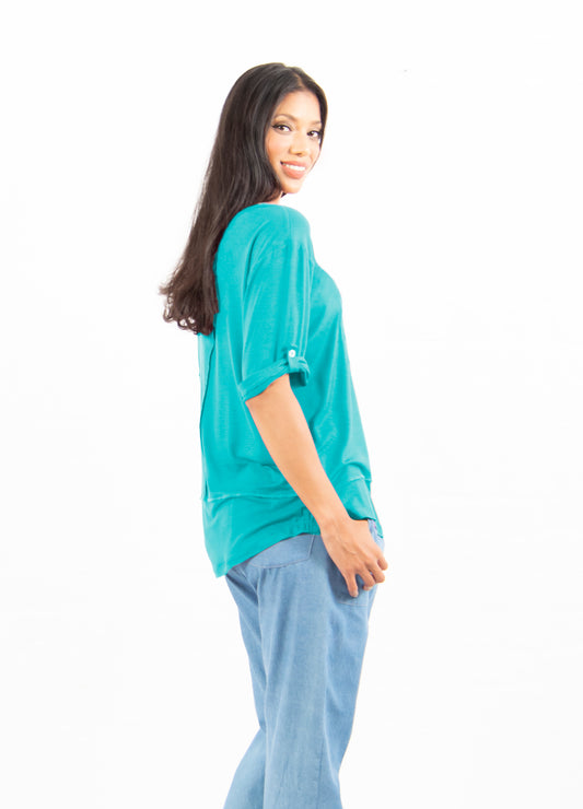 Lourdes easy-fit T-shirt in Aqua