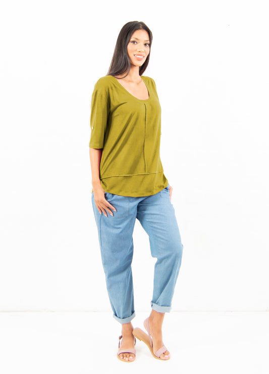 Lourdes easy-fit T-shirt in Chartreuse