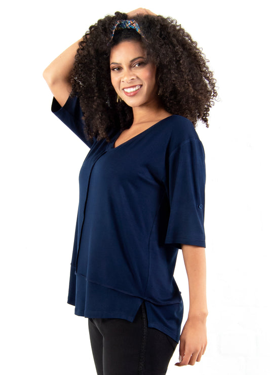 Lourdes easy-fit T-shirt in Navy