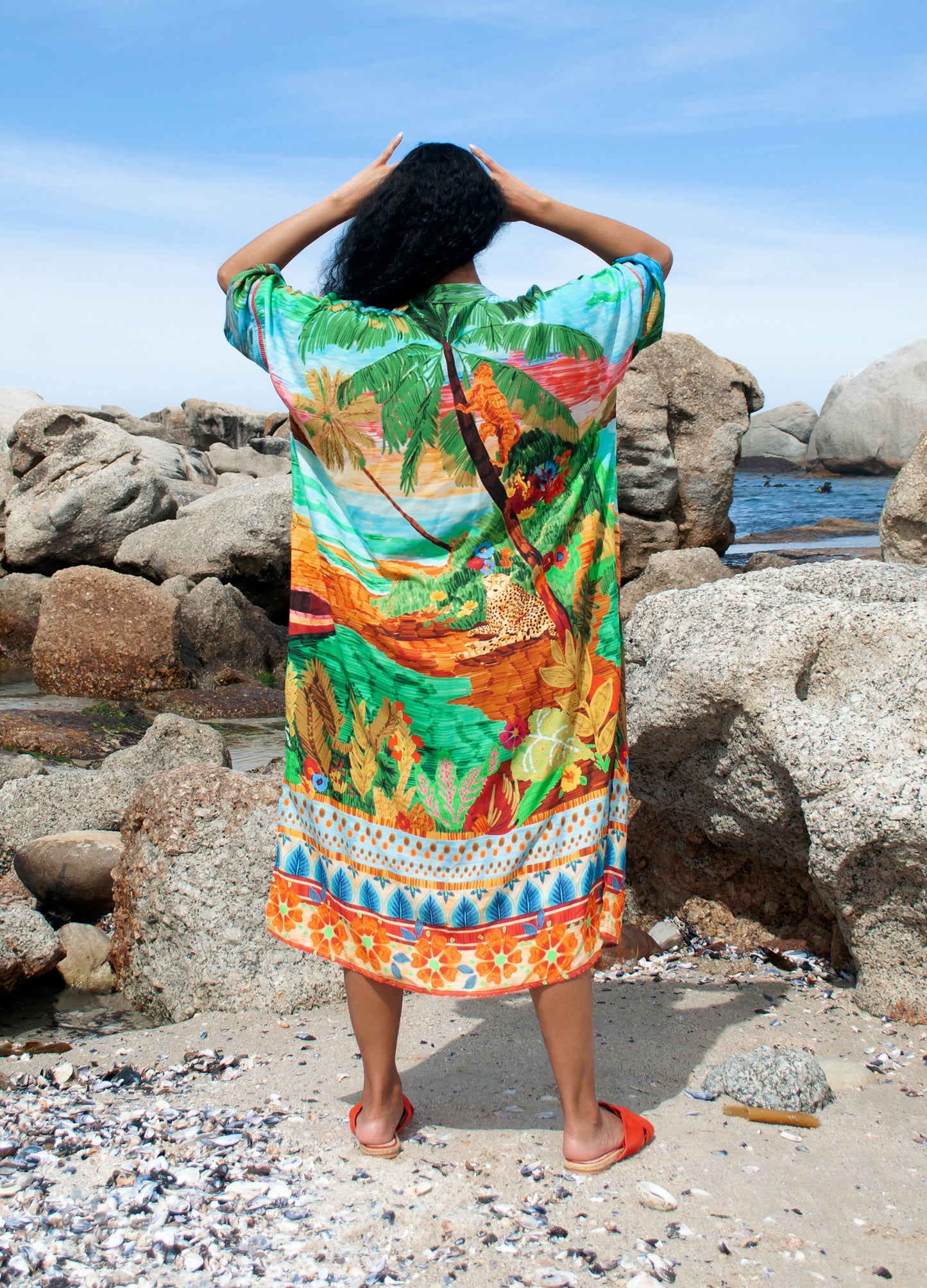 Luz kaftan dress in Paradise Island print