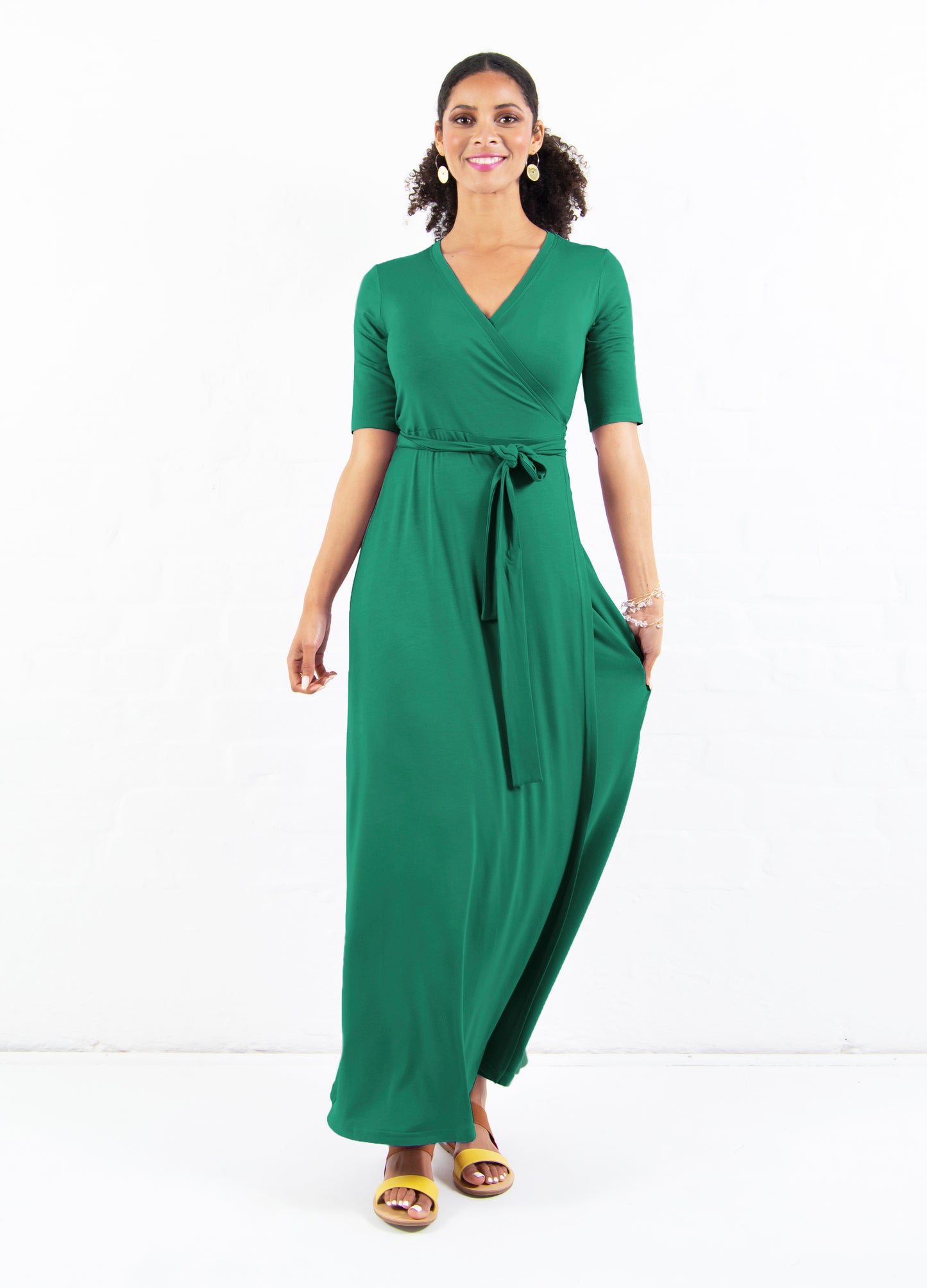 Magnolia Maxi Wrap Dress in Amazon Green