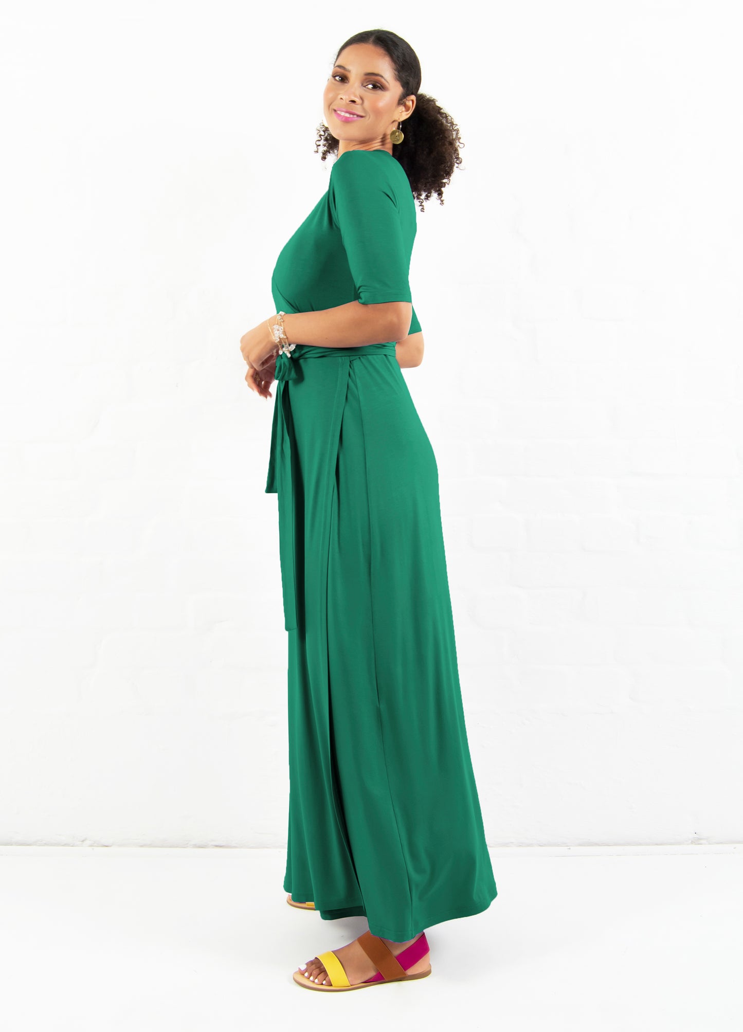 Magnolia Maxi Wrap Dress in Amazon Green