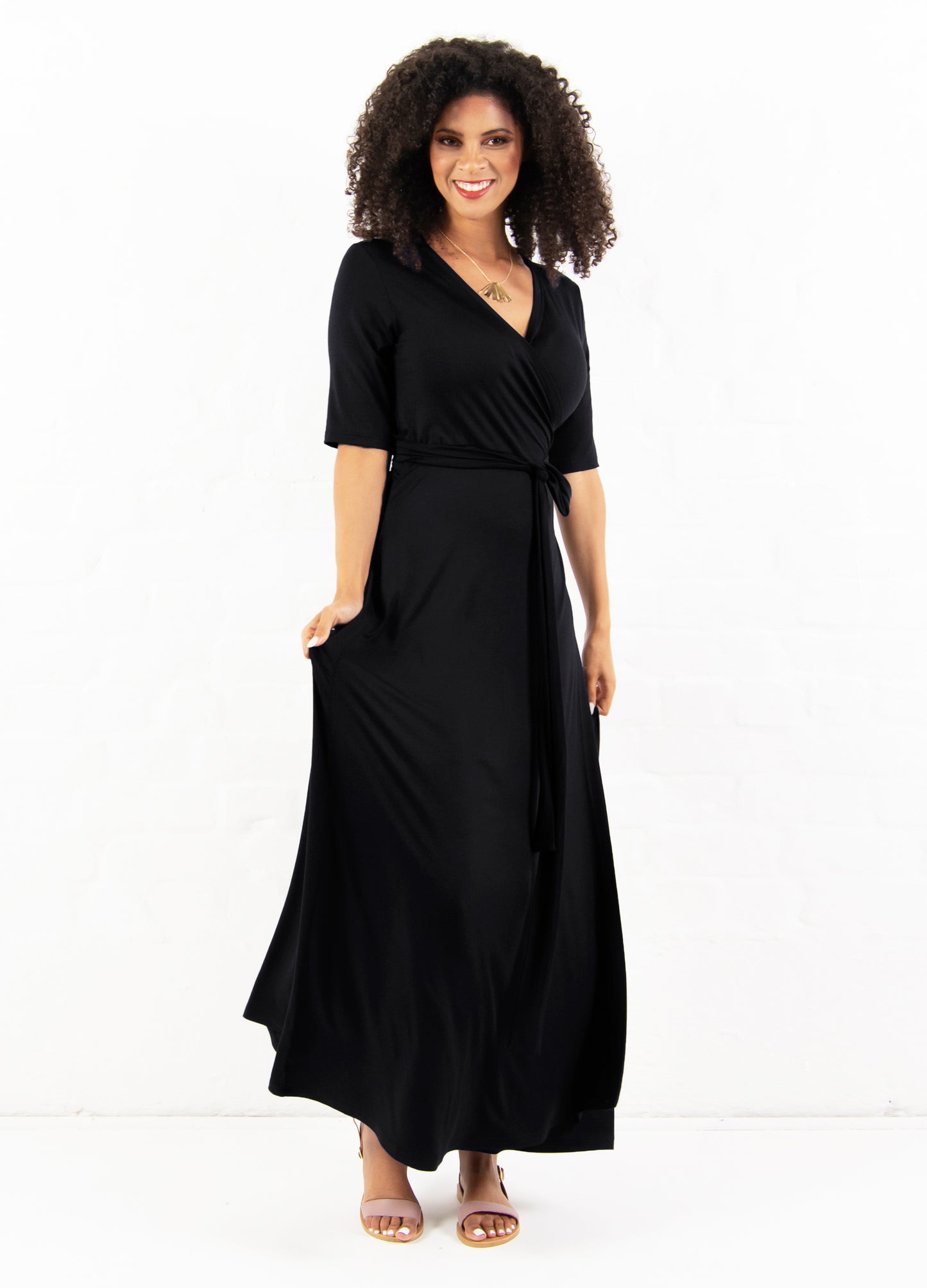 Magnolia Maxi Wrap Dress in black