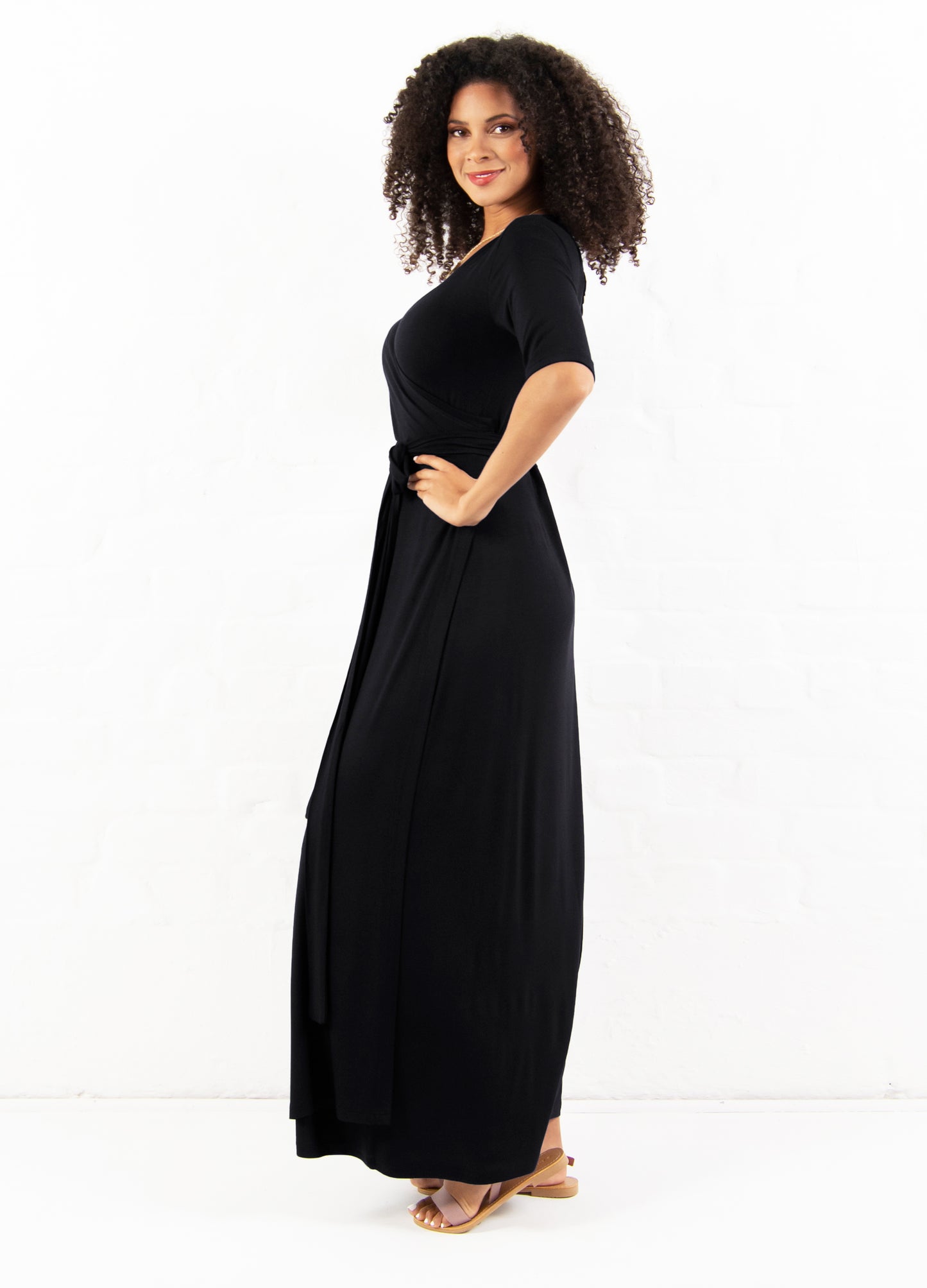 Magnolia Maxi Wrap Dress in black