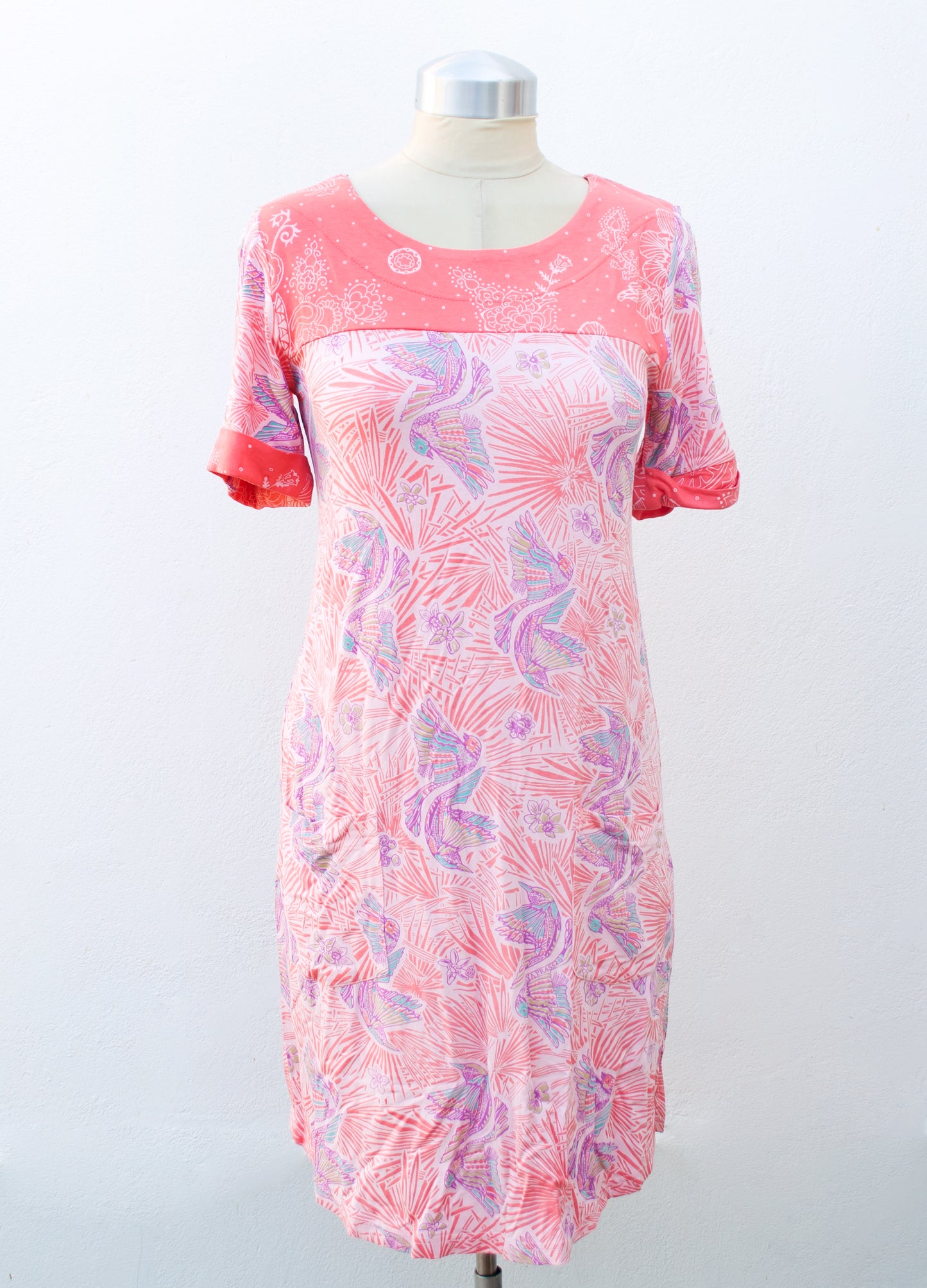 Neve shift dress in blush Paradise Birds size 34