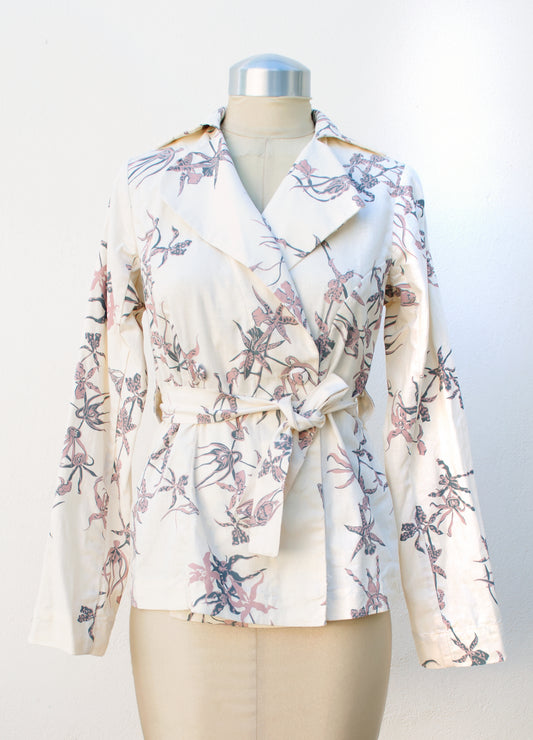 Sima jacket in egg-shell Orchids print size 34
