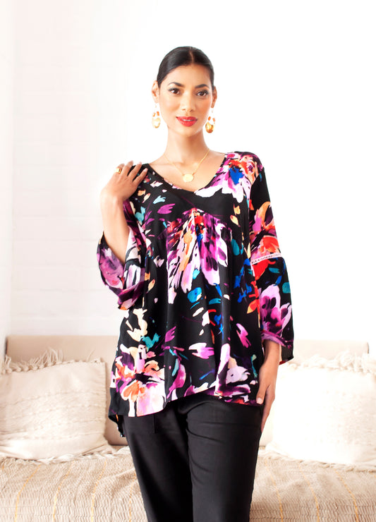 Sylvie blouse in multi Symphony Bloom print size 32